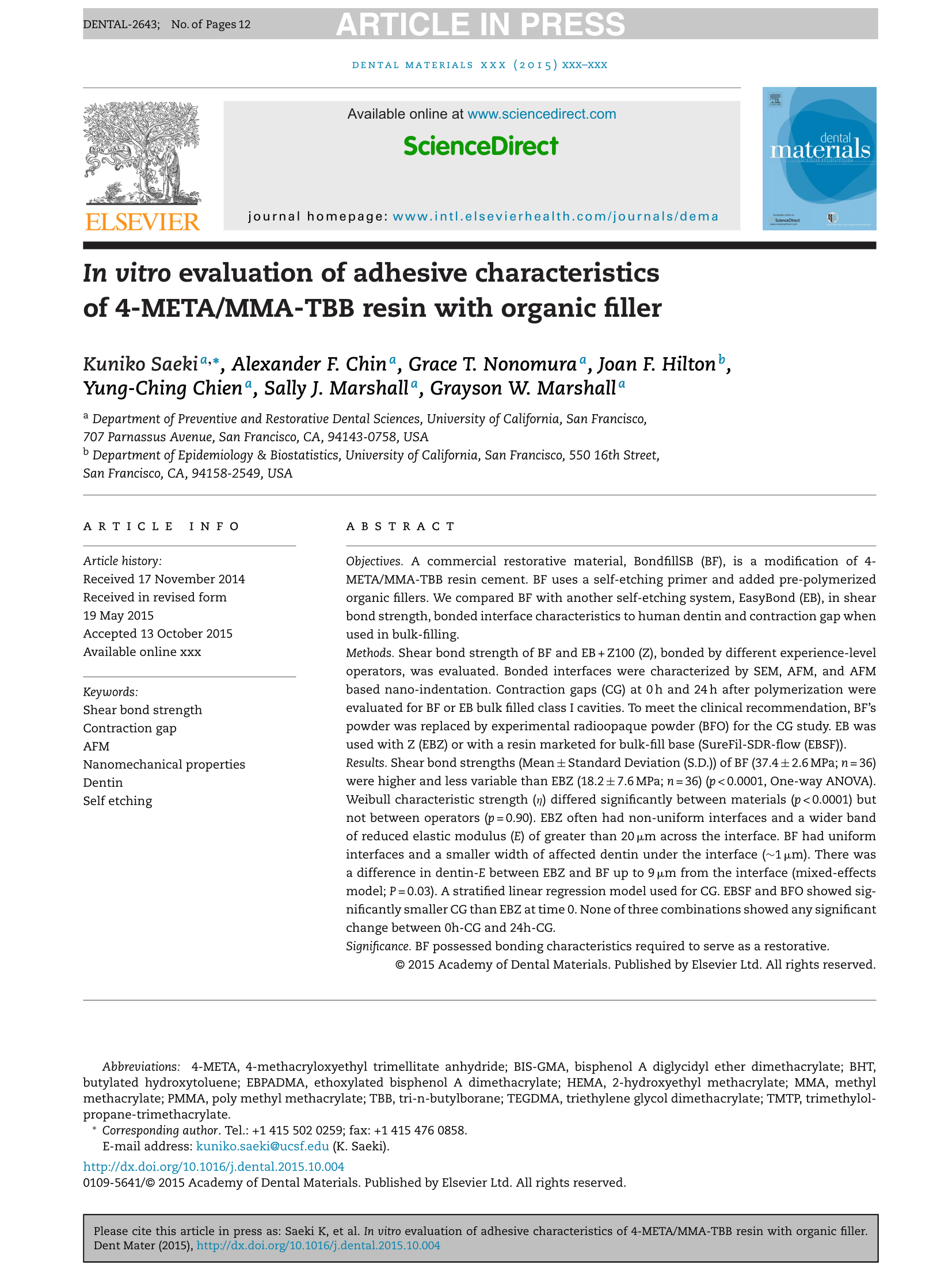 A study which shows high strength of Bondfill SB over other resin fillings.